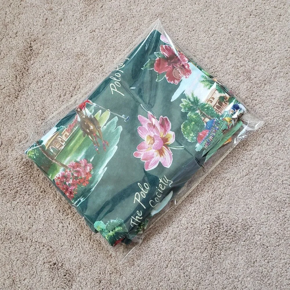 NWT Polo Ralph Lauren Floral Paradise Player Large Linen Blend Mens Polo Shirt